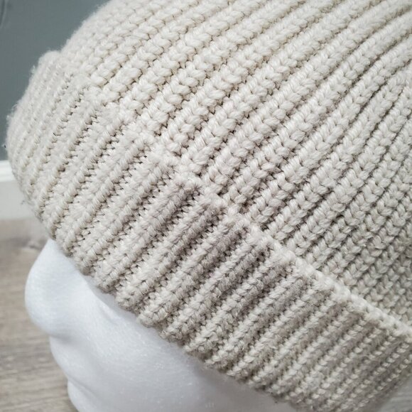 Lululemon Hat Womens Small Medium Close Fit Wool Blend Ribbed Knit Beanie Beige - Picture 5 of 10
